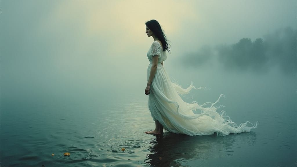 Mysterious Ferry Crossing: A Hyperrealistic Acrylic Painting