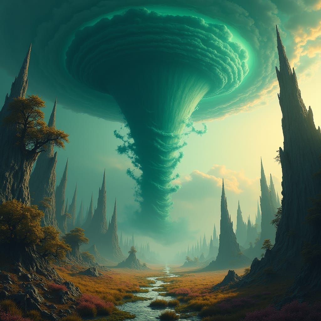 Mystical EF5 Tornado in Emerald and Sapphire Realm