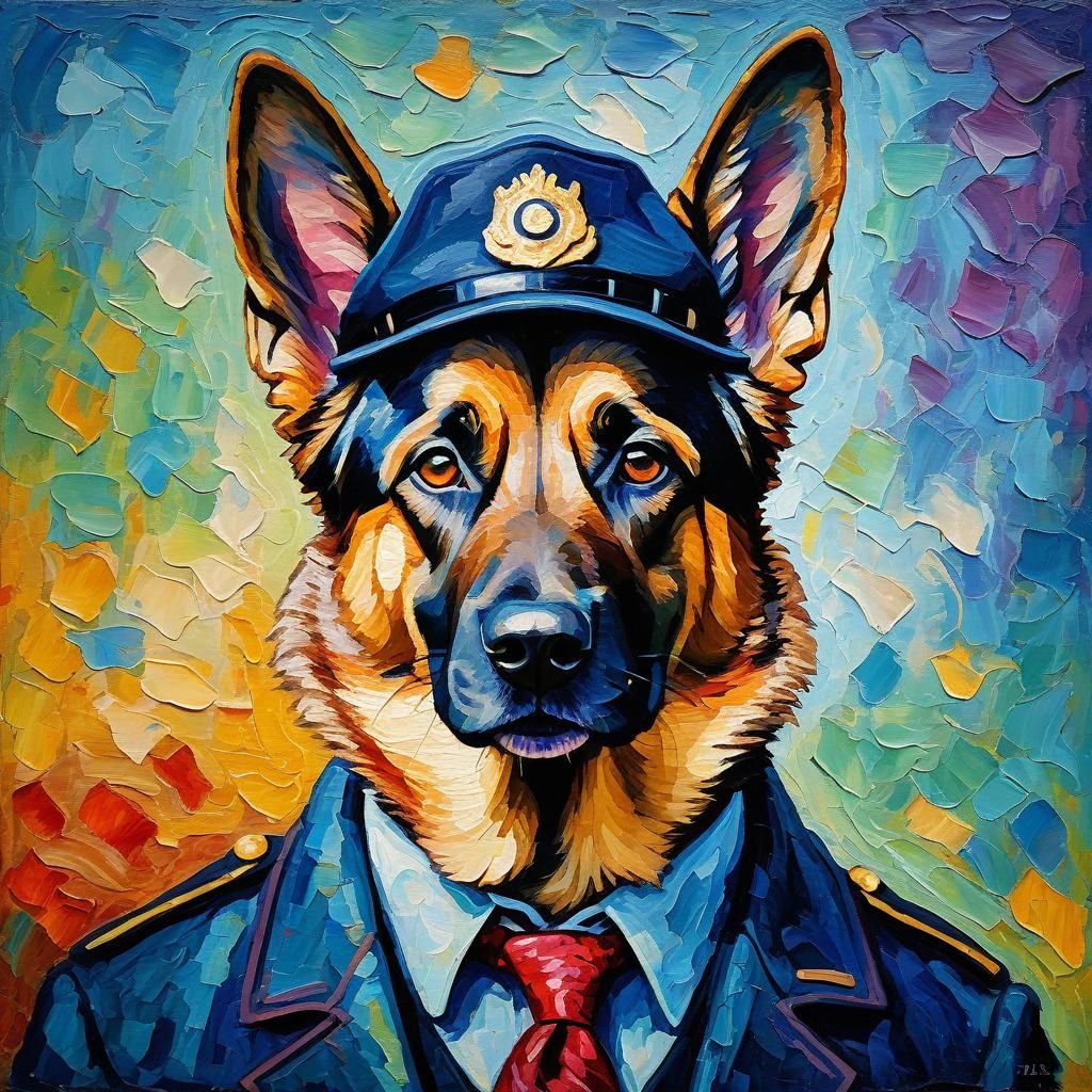 Anthropomorphic German Shepherd Detective Portrait