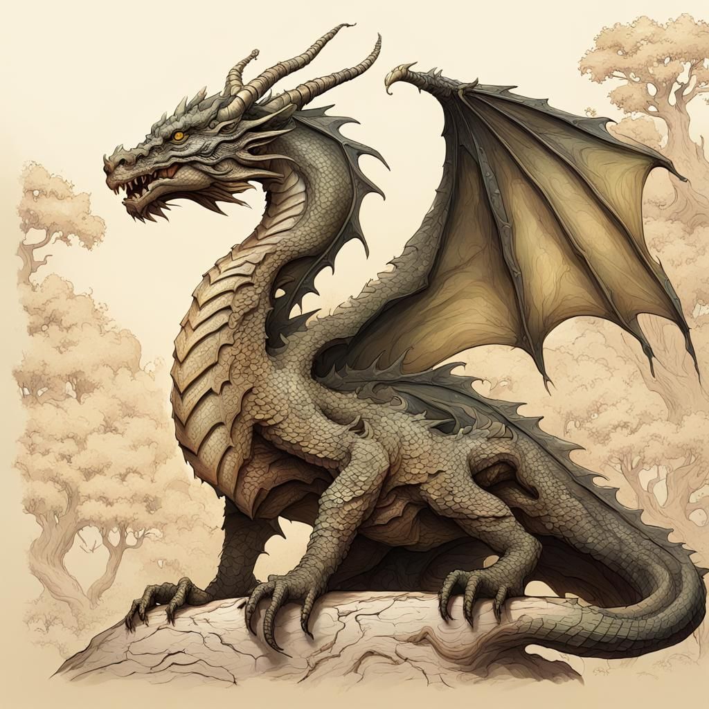 Oak Tree Dragon with Fountain Pen Snout