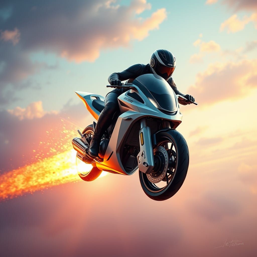 Sci-Fi Jet-Powered Speeder Bike Soars Through the Skies