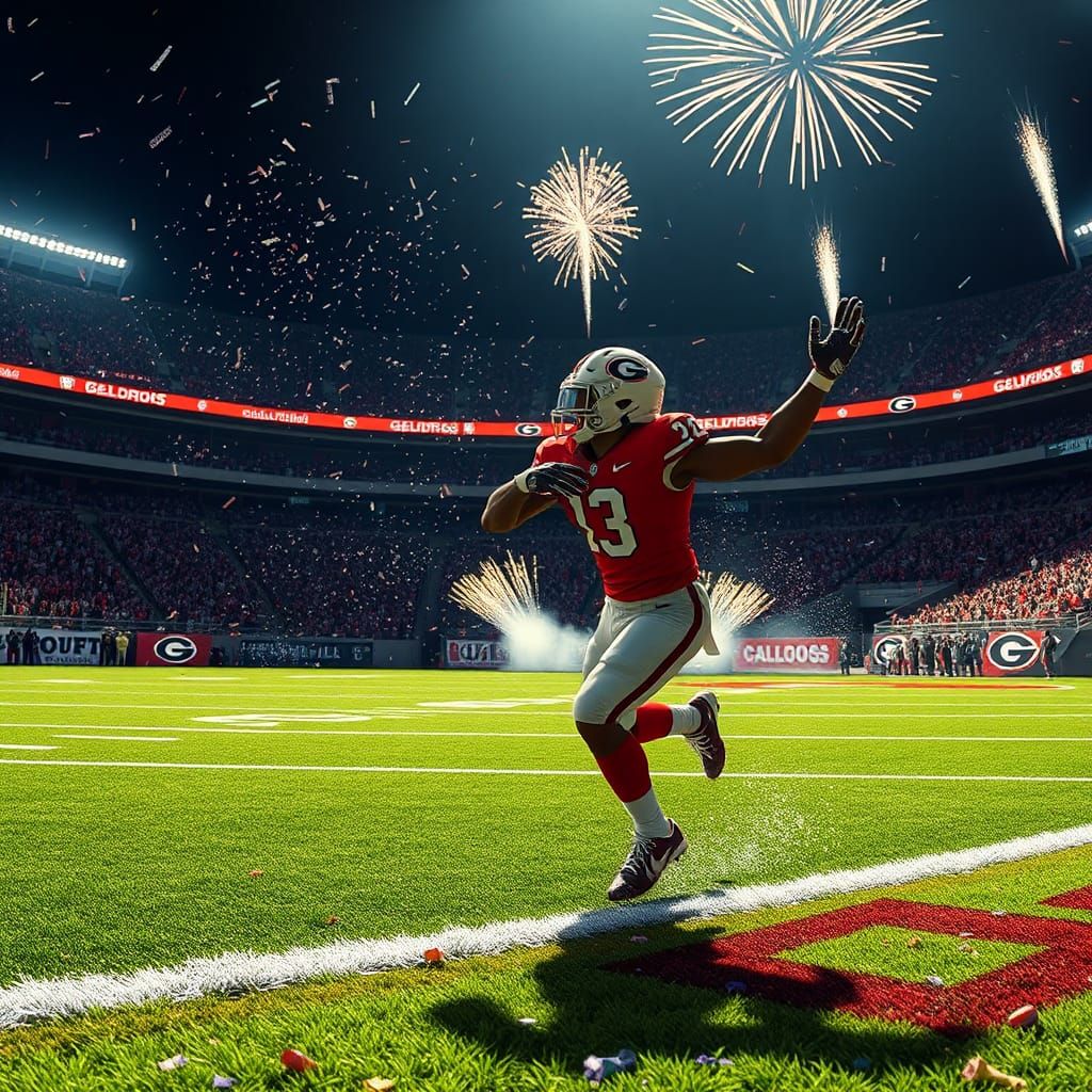 Bulldogs Football Touchdown in Cinematic 3D Style