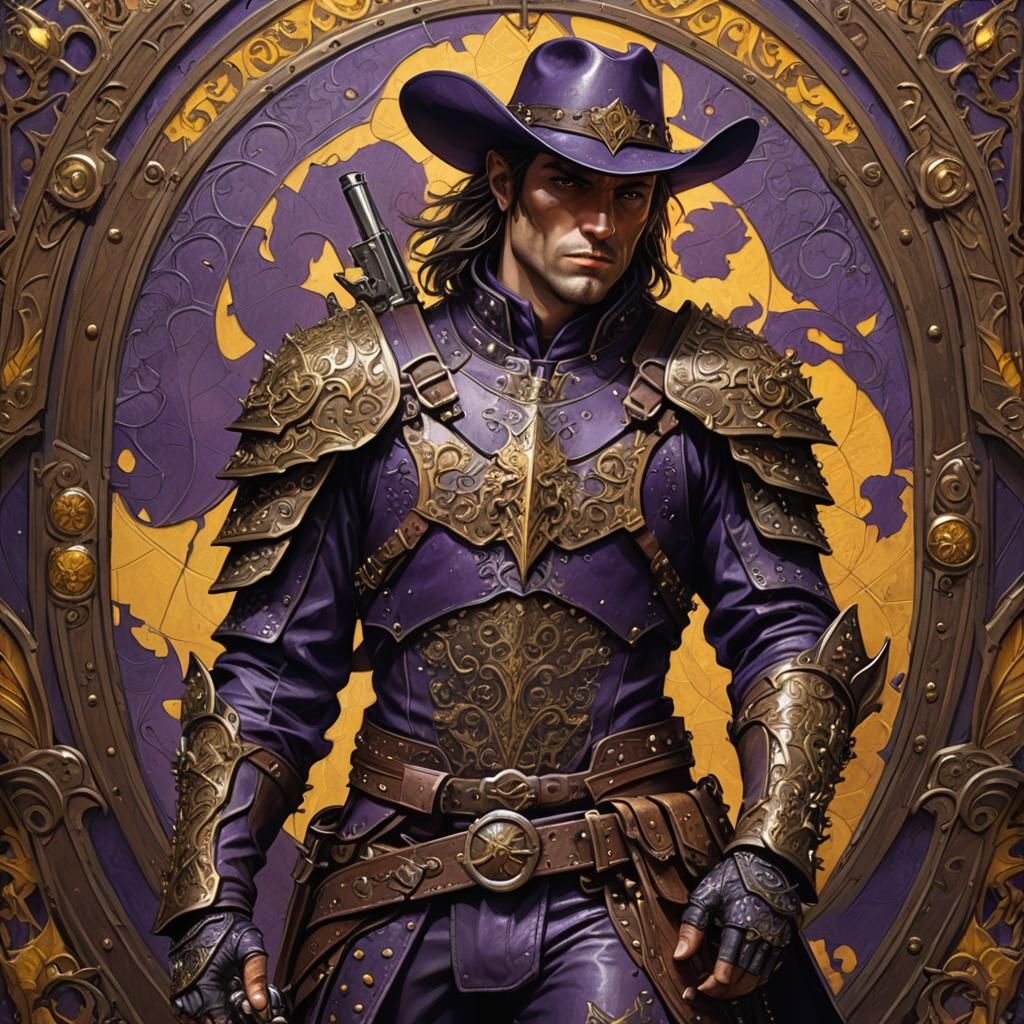 Half-Elf Cowboy in Studded Armor, Dark Fantasy Art