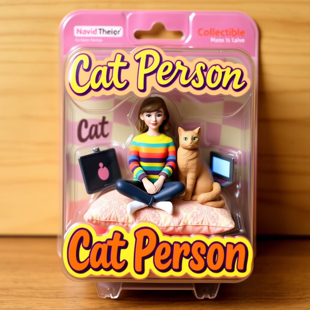 Whimsical Collectible Box with Cat Person