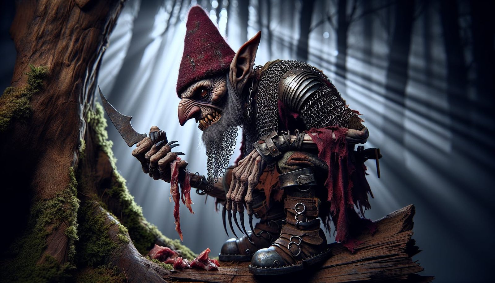 Dark Fairy-Tale Creature in Grim Gritty Hyperrealistic Lands...