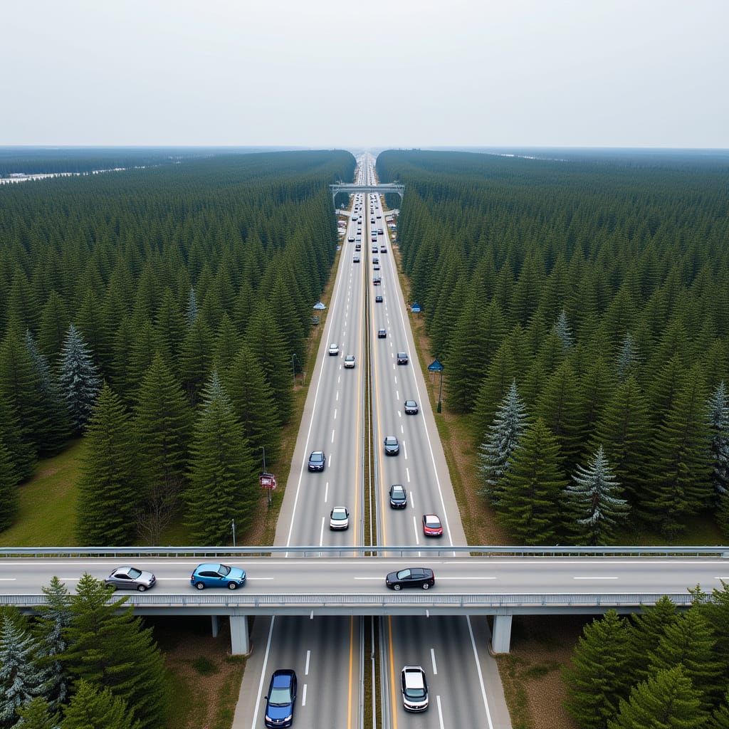 Aerial Highway Through Winter Pine Forest Photograph