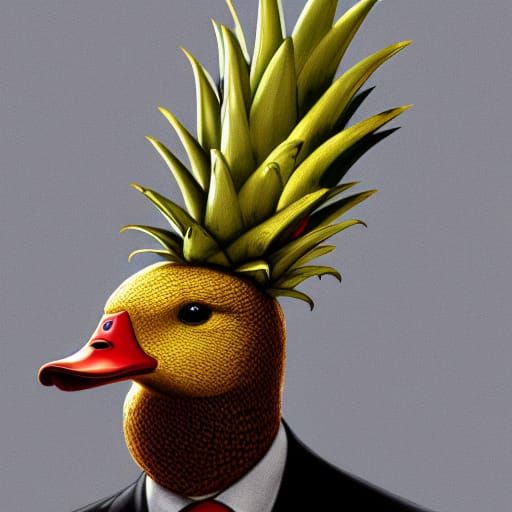 Polite Duck with Pineapple Hat Concept Art