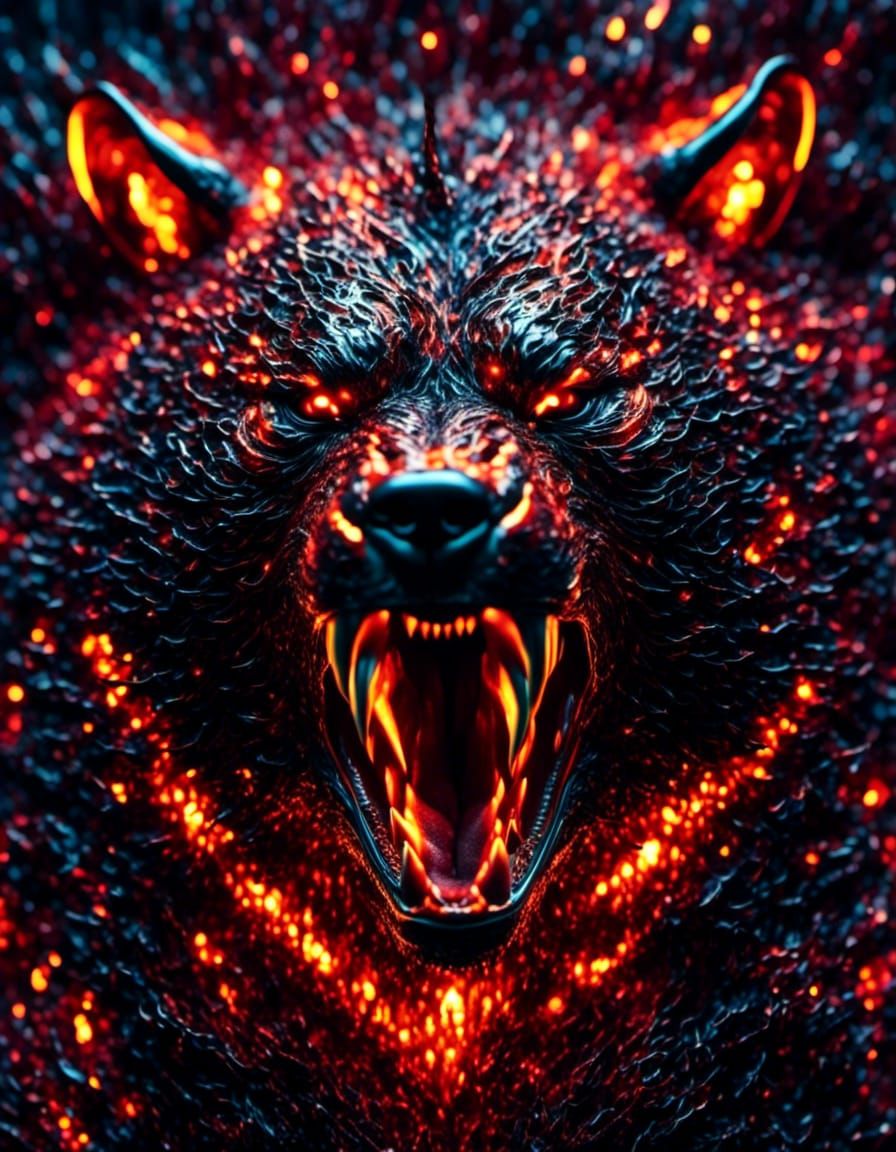 Raging Dark Phoenix in Microphotographic Portrait