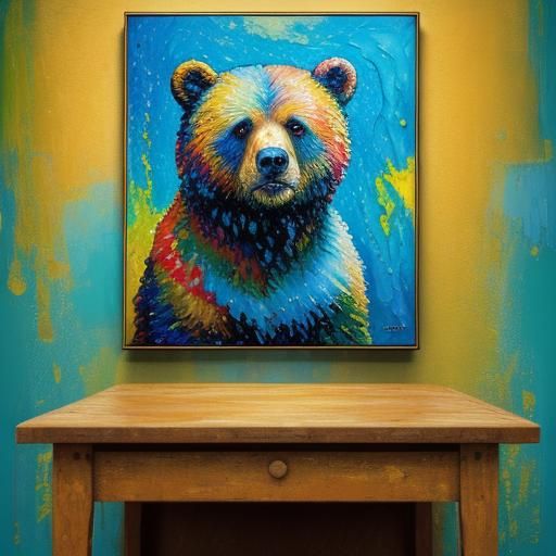 Teddy Bear Portrait in Neo-Impressionist Style