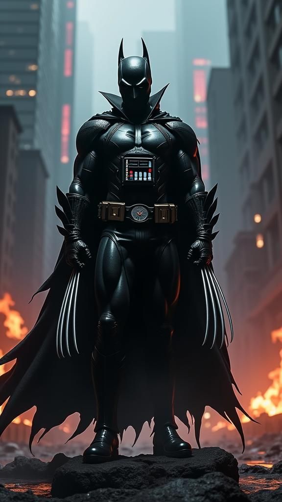 Gothic Superhero Fusion in Noir Style