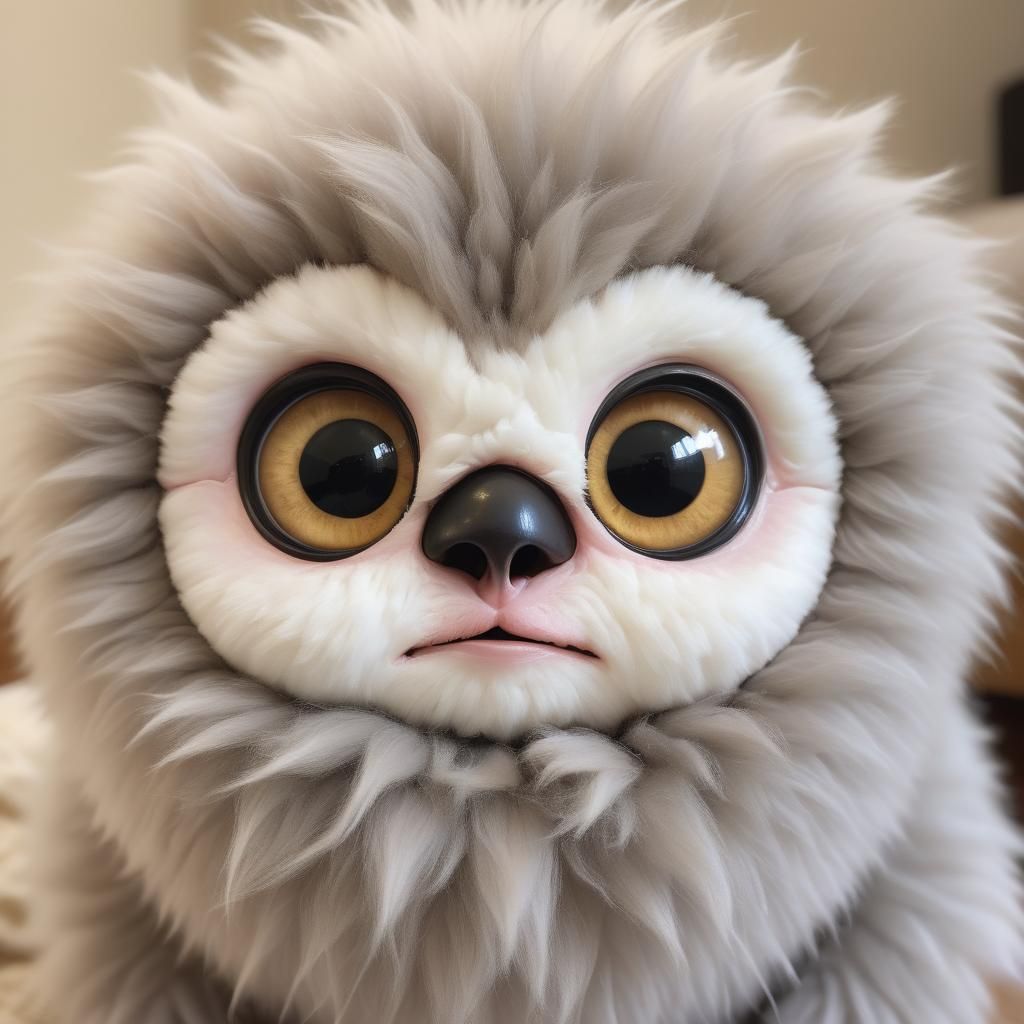 Adorable Fluffy Creature with Huge Eyes