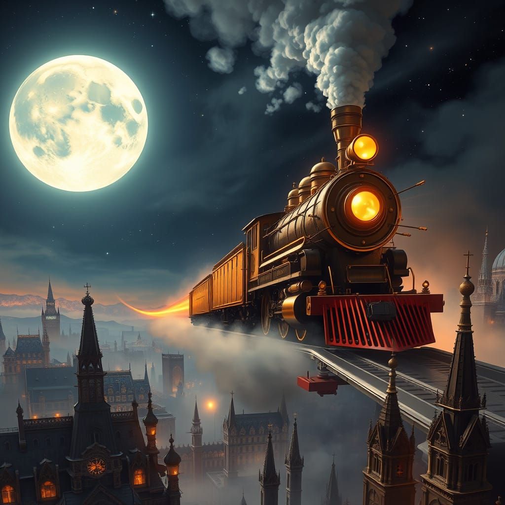 Vintage Steam Locomotive Blends with Futuristic Jet Propulsi...
