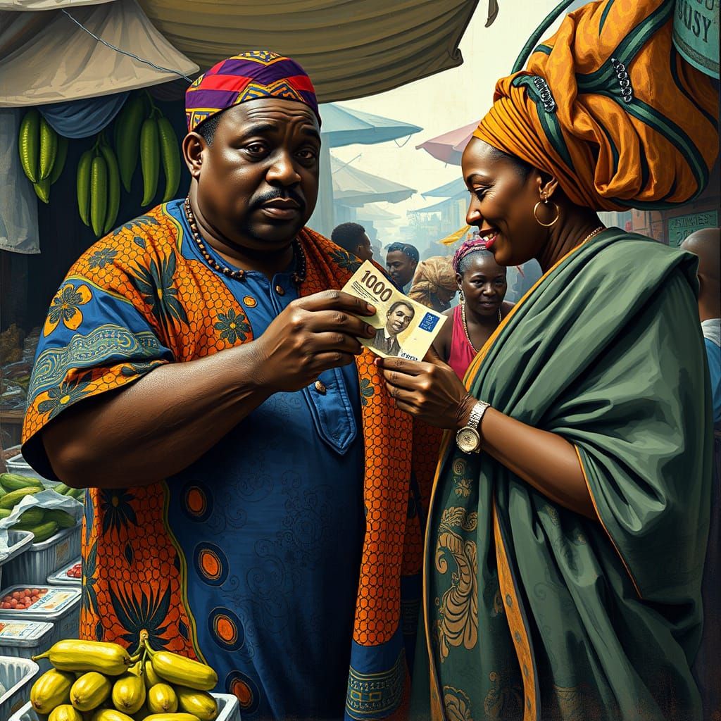 Yoruba Man Buys Kola Nut in Market