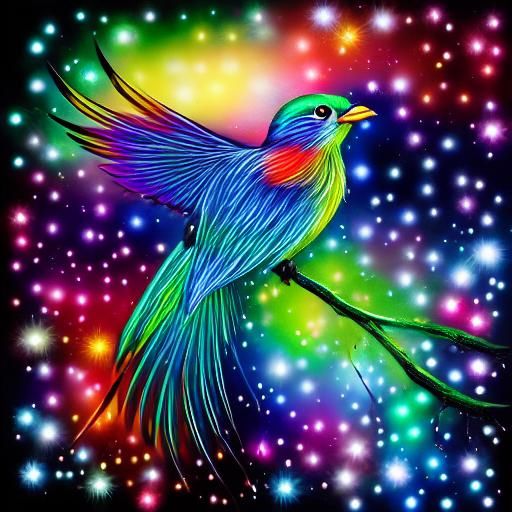 Beautiful luminous iridescent shining bird, deep colors