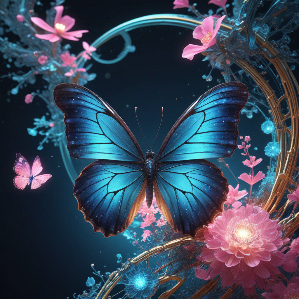 Crystal Butterfly in Sacred Geometry Illumination