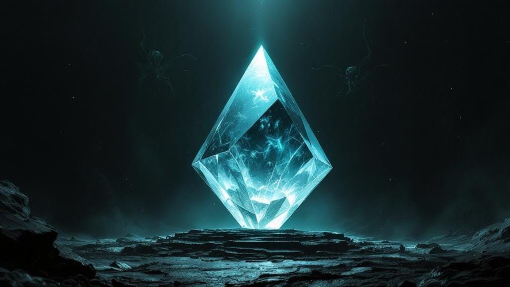 Crystal Prism in Dark Void: Eldritch Horror Scene