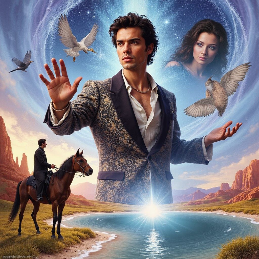 A Figure on the Threshold of a Shimmering Portal