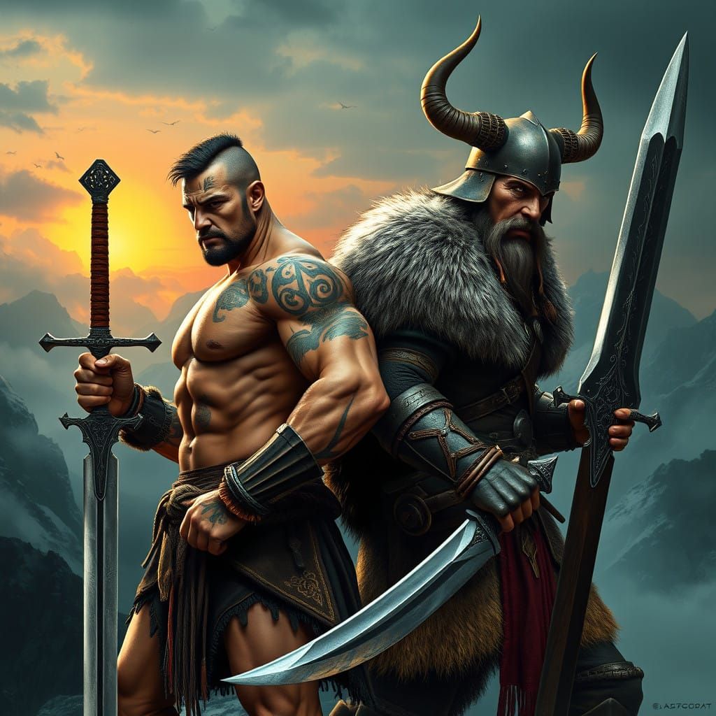 A strong and beautiful Dacian warrior combined with a Viking warrior