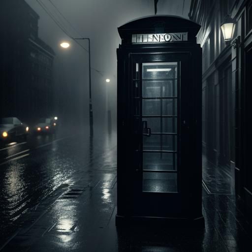 Film Noir Telephone Booth in the Rain