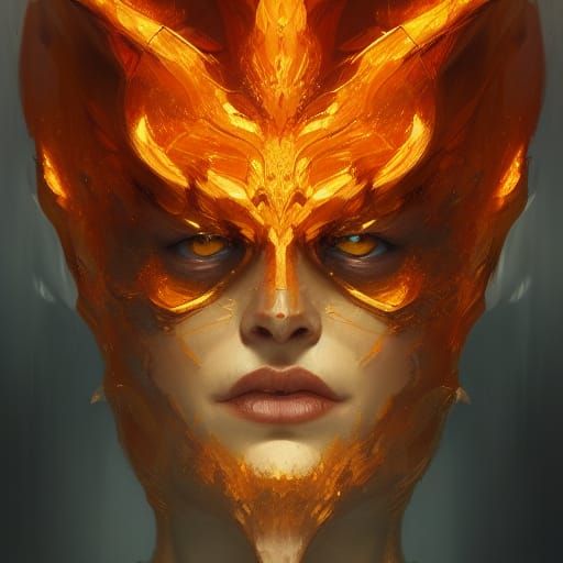 Blazing Amber Eyes: Hellish Villain Portrait