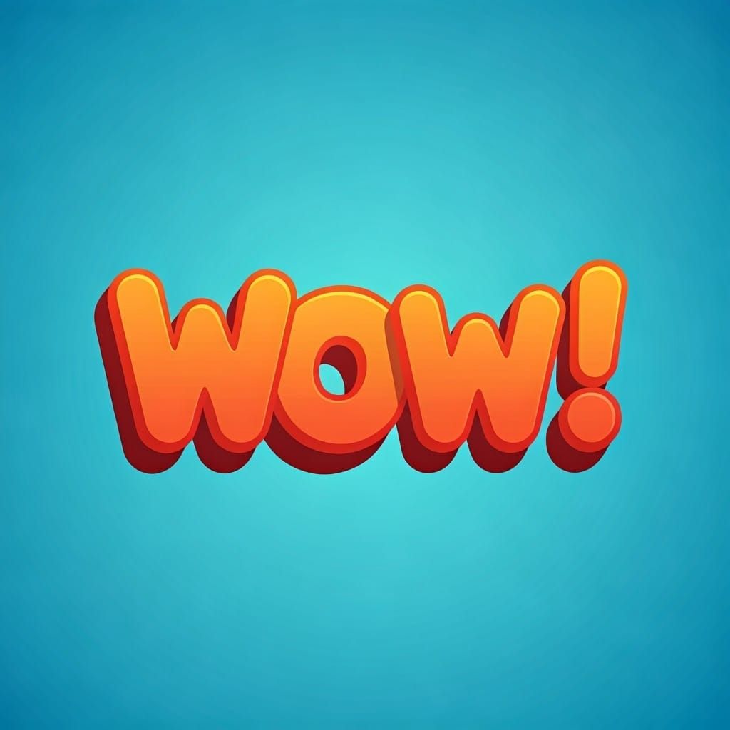 Stunning 3D Typography of the Word 'Wow!' in Vibrant Colors