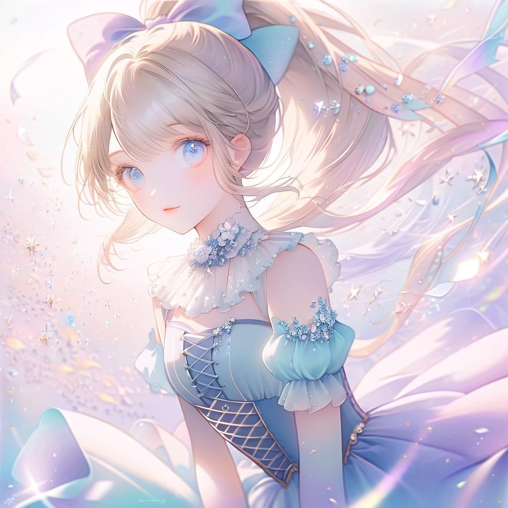 Pastel Dream Portrait of Girl with Corsage Bow