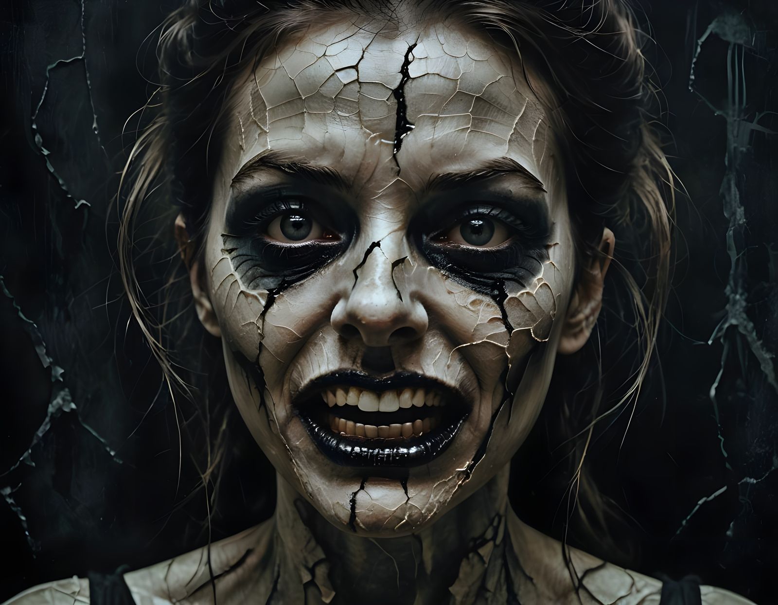 Terrifying Portrait of a Girl with Black Eyes