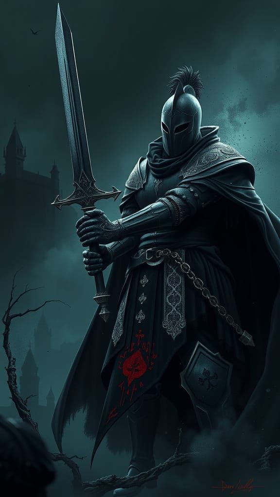 Dark Knight Jack of Spades in Gothic Fantasy Style