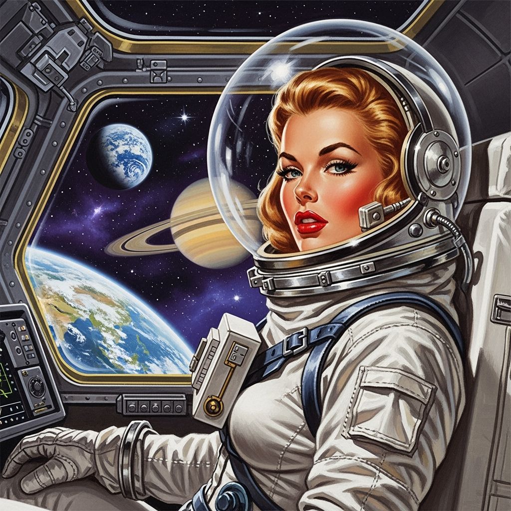 Retro Sci-Fi Astronaut Pin-Up Art