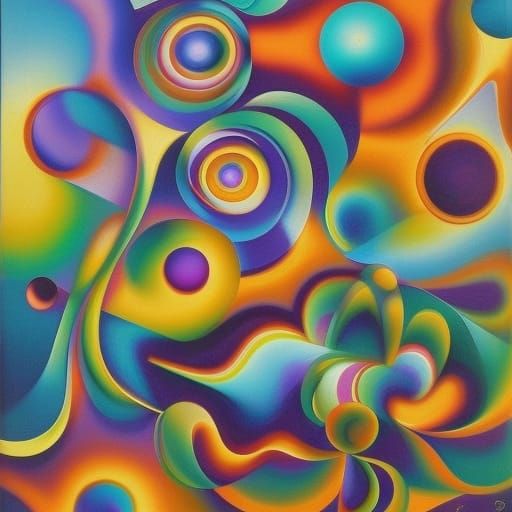Psychedelic Spin Art in Cubist Expressionist Style