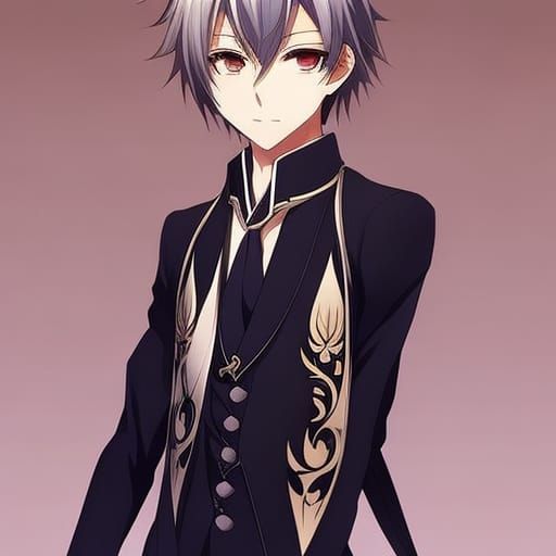 Attractive Anime Boy with Earrings in Manga Style