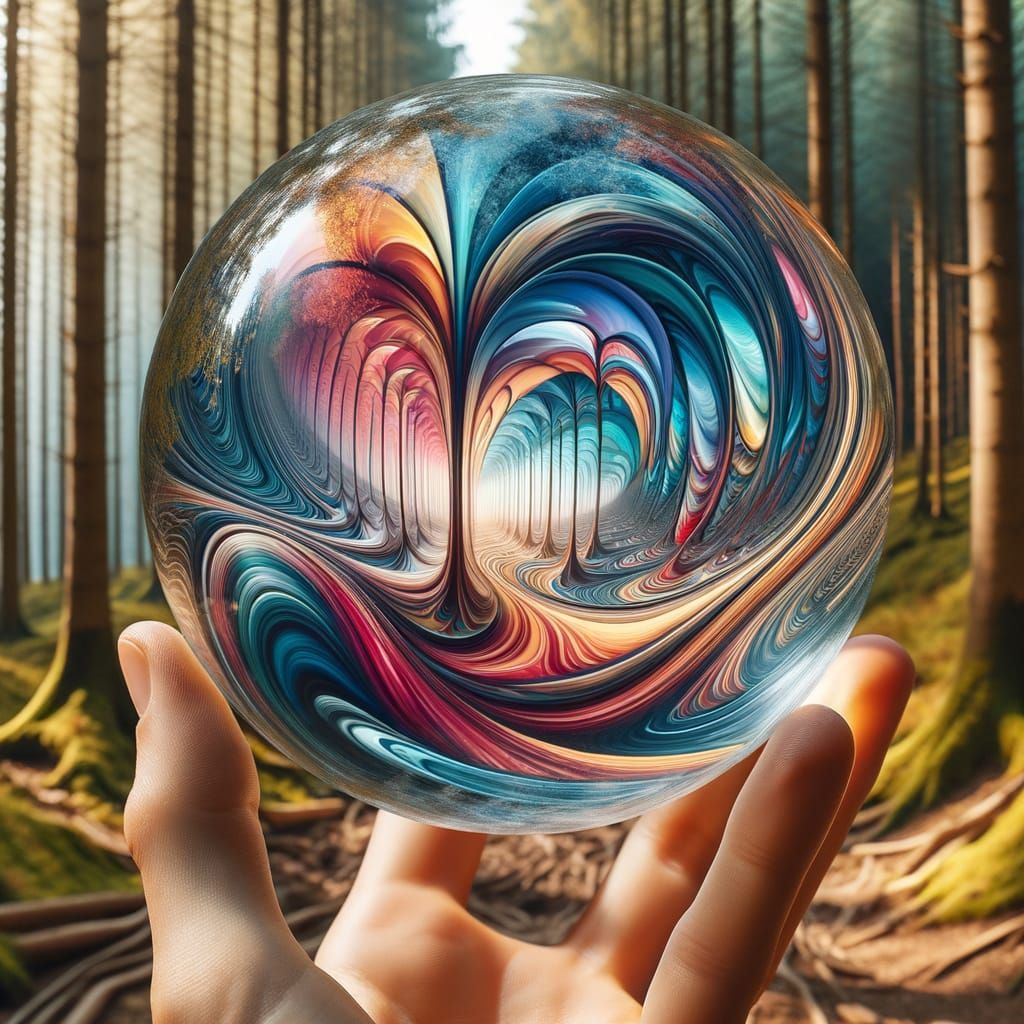 Surreal Distortion Sphere in Serene Forest