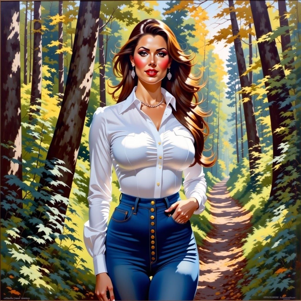 Botanical Garden Portrait in Oil Guache Style