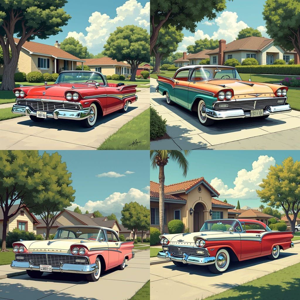 Vintage 1958 Ford Edsel Citation in a 1950s Suburban Setting