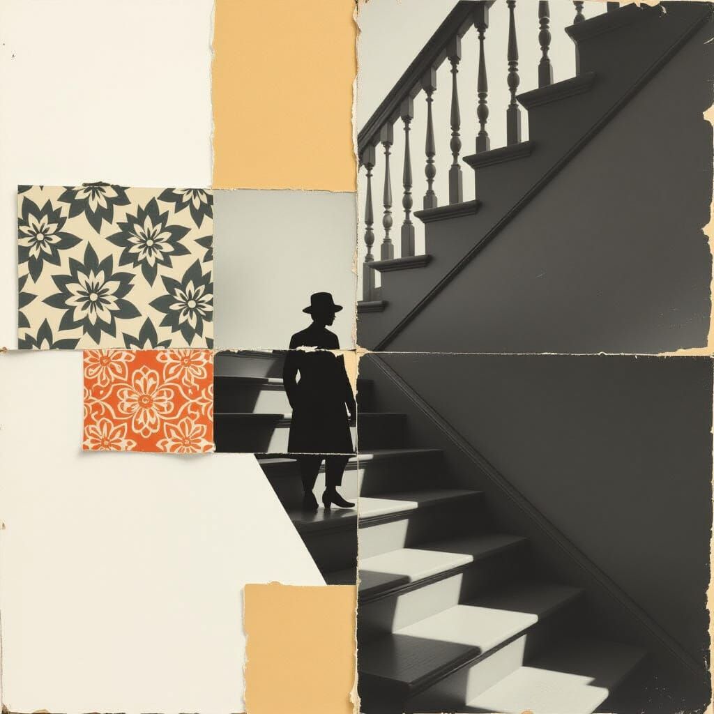 Minimalist Stairwell Collage in Shadow Play
