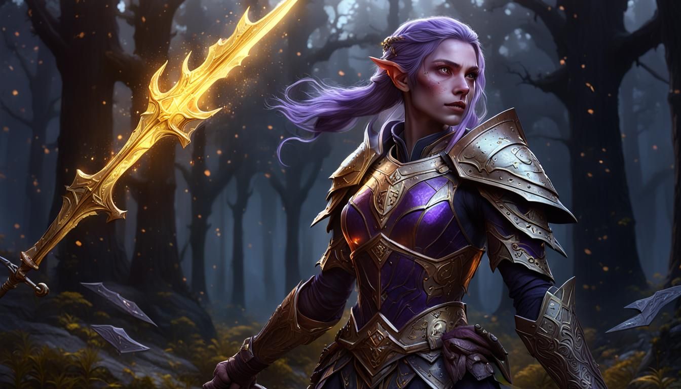 A gorgeous female elf knight.