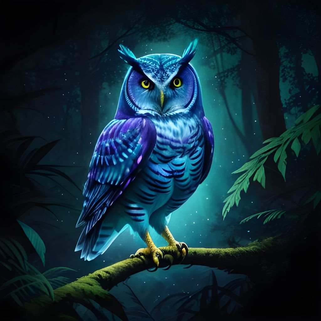 Mysterious Owl in Forest, Watercolour Painting