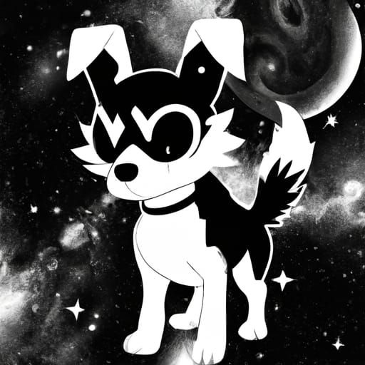 Anime-Style Demon Angel Dog in Universe Space