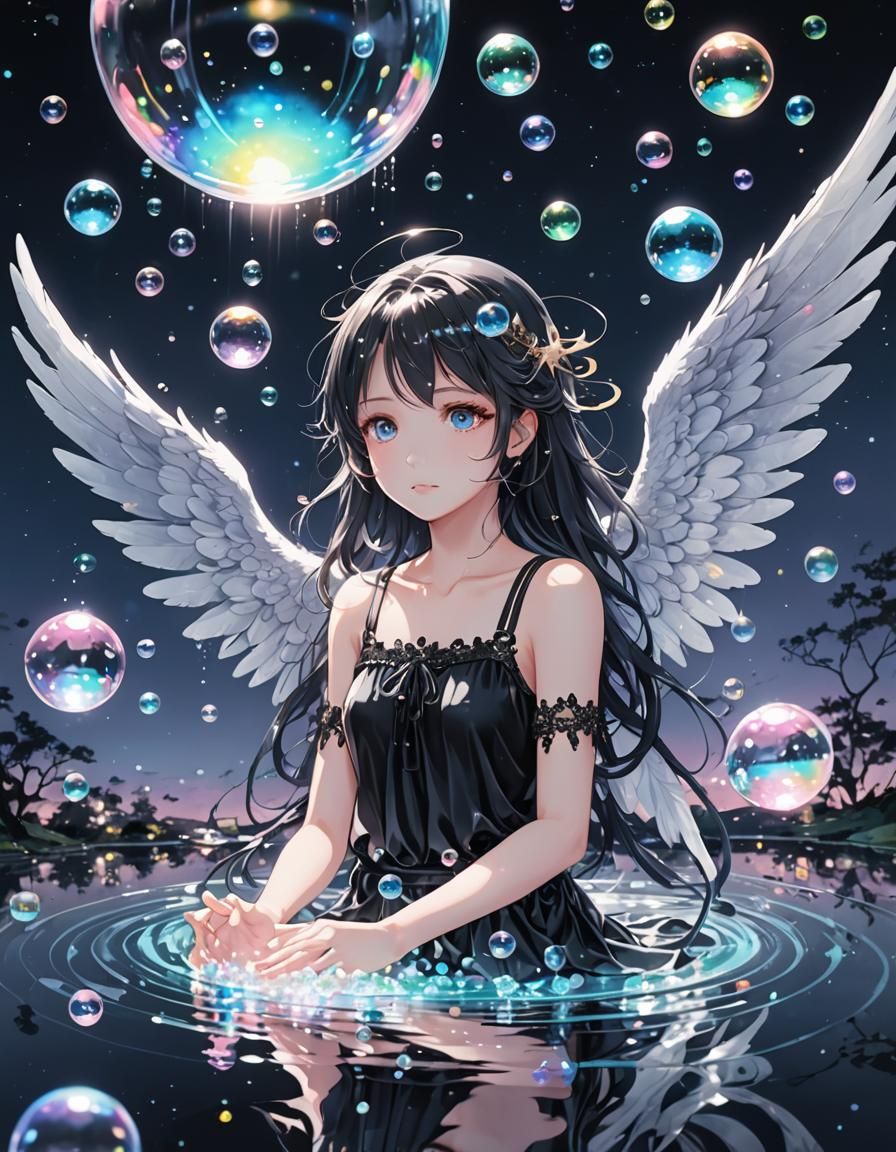 Iridescent Angel in Anime Style