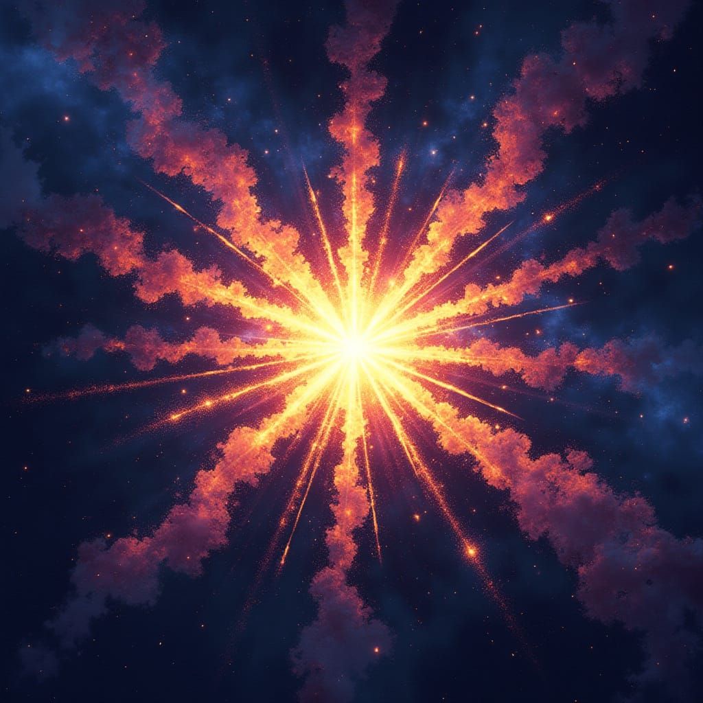 Celestial Starburst Explosion in Vibrant, Golden Light