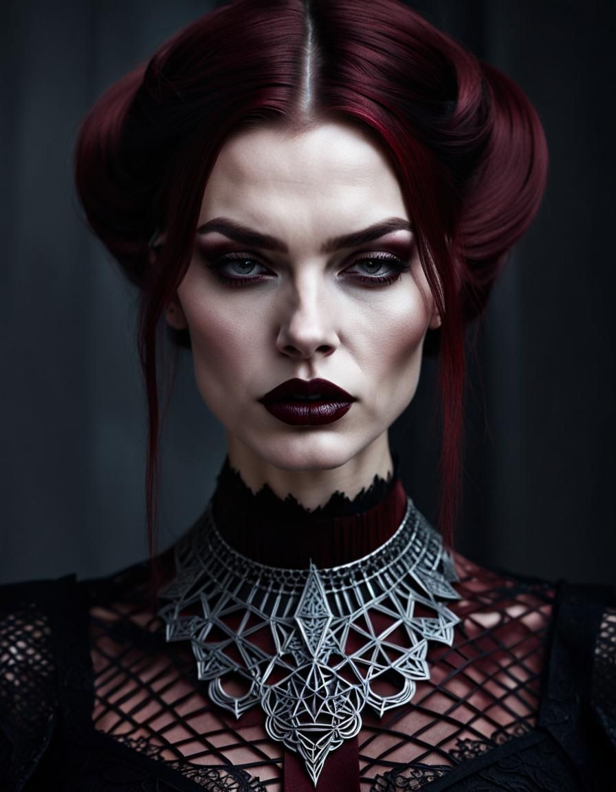 Stunning Demon in Gothic Lace: Cinematic Photography