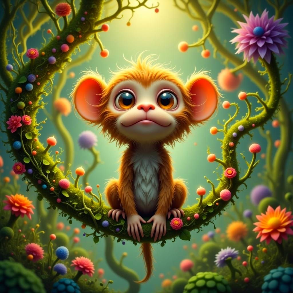 Chibi Capuchin Monkey in an Enchanted Forest