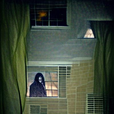 Creepy Figure at Night Window