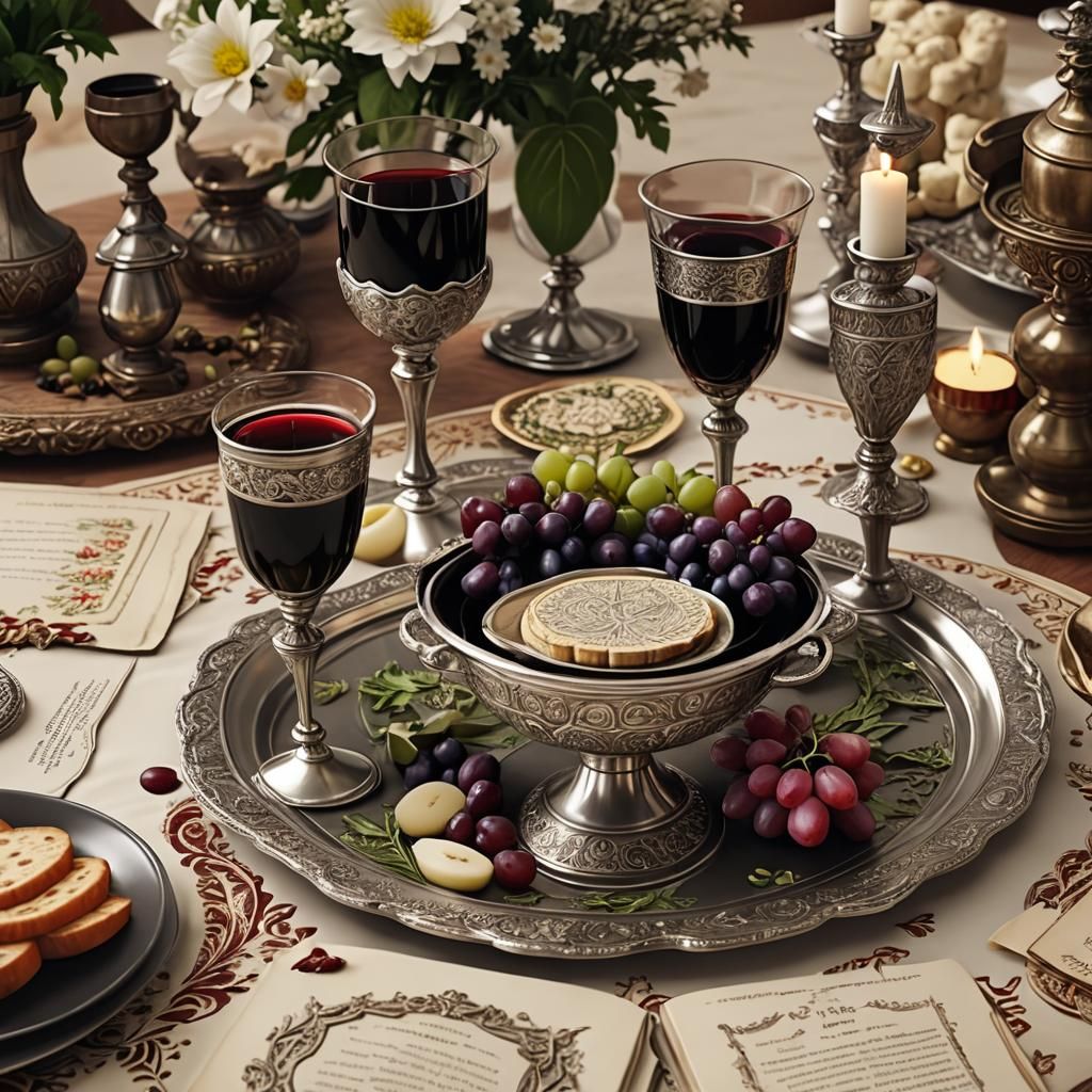 Luxurious Passover Seder with Wine and Candles