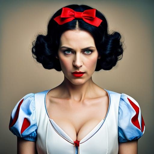 Angry Snow White Portrait with Revolver