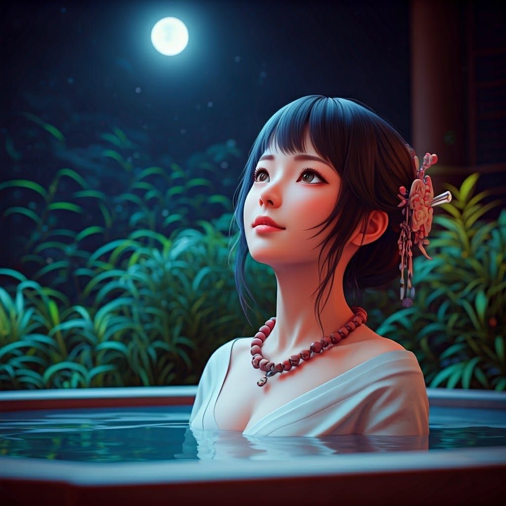 Serenely Bathing Under the Glowing Full Moon