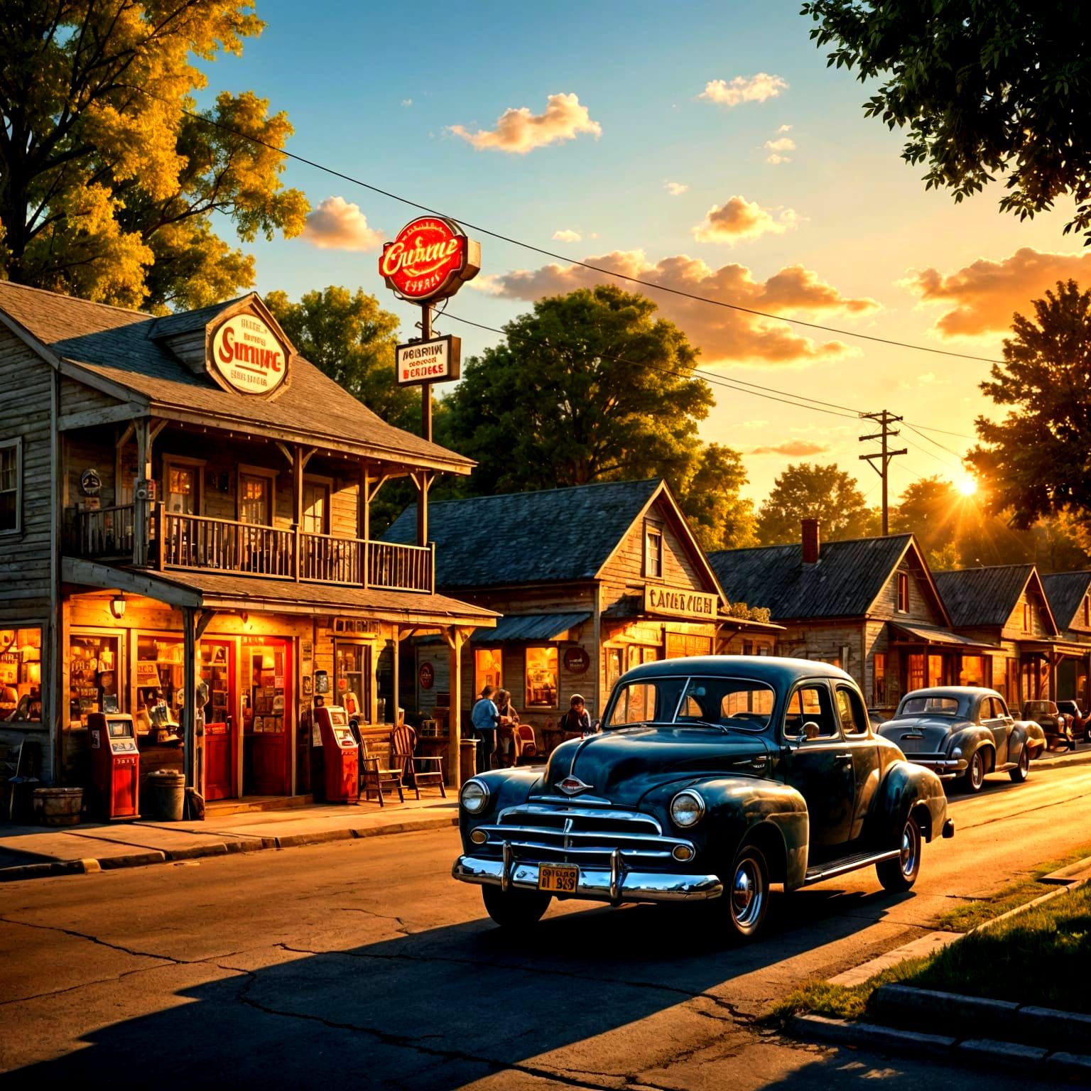 Retro Country Store at Sundown, a Maximalist Digital Masterp...