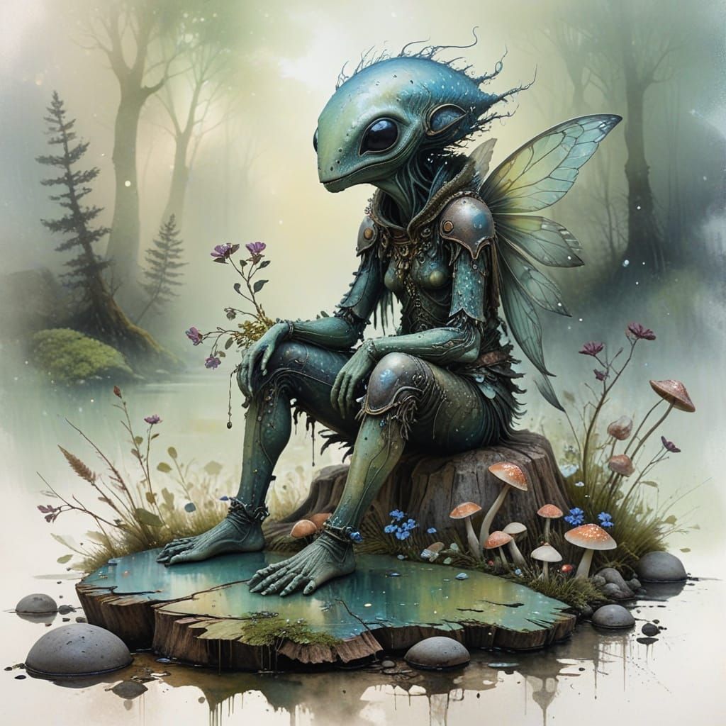 Enchanted Fairy in Forest, Alexander Jansson Style