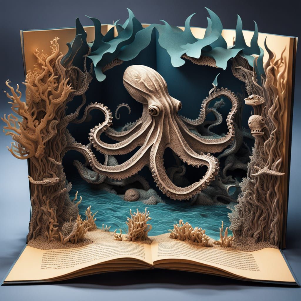 Underwater Octopus Shipwreck in 3D Popup Book
