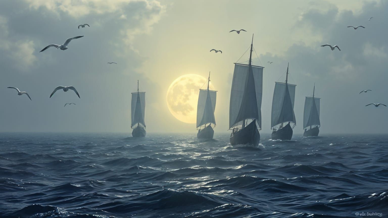 Elvish Ships Sail West Under Pale Moon